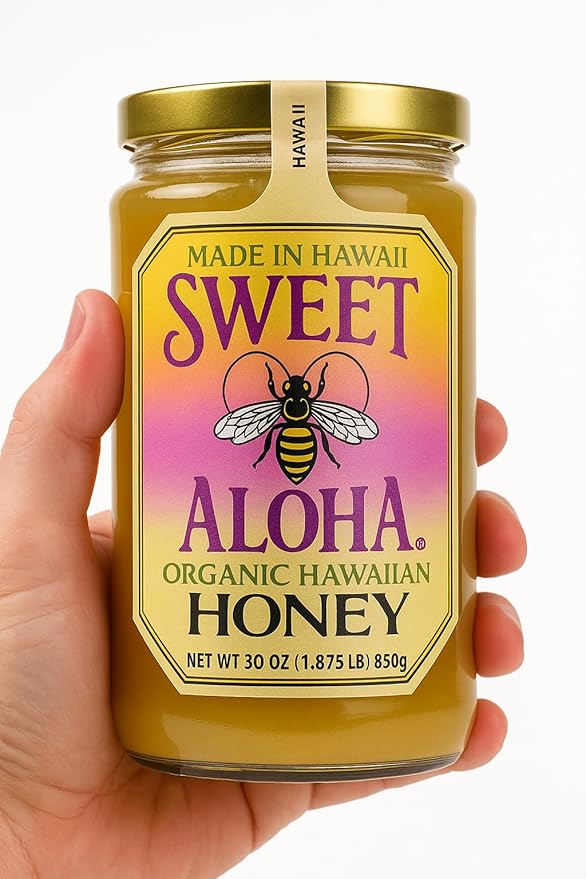 Sweet Aloha Organic Hawaiian Raw Honey – 30 oz Glass Jar