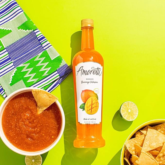 Amoretti - Mango Beverage Infusion - Drink Mix &amp Water Enhancer with Pump for Flavoring Cocktails Waters Teas and other Beverages Preservative Free