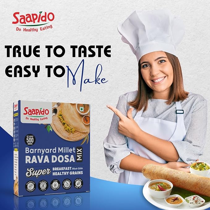 SAAPIDO Barnyard Millet Dosa Mix (Dosa Batter) Natural and Healthy Food Instant Millets Breakfast Mix- Rich in Protein &amp High Fiber (1.1 lbs)
