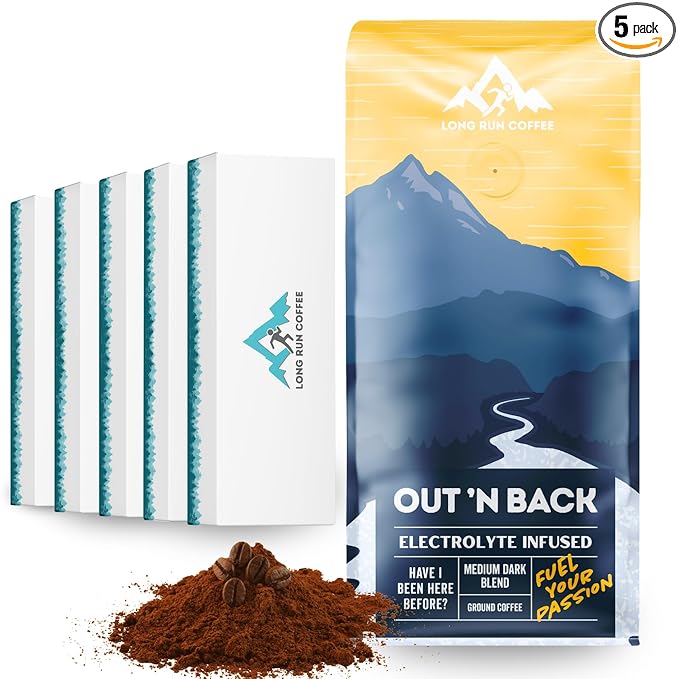 Long Run Coffee – Hydrating Coffee with Electrolytes – All Natural Energy + Hydration + Recovery for Athletes – Stomach Friendly Electrolyte Coffee for Runners (5 lb Medium-Dark Roast)