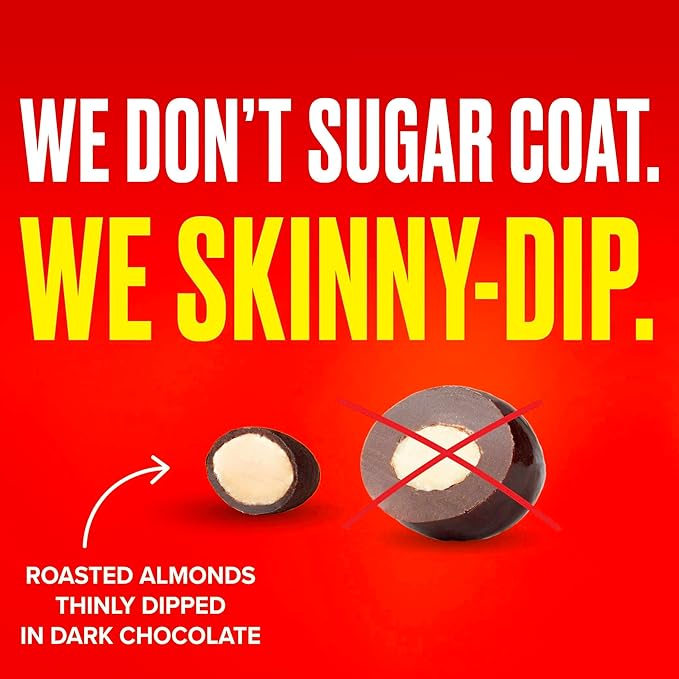 SkinnyDipped Dark Chocolate Peanut Butter Almonds Healthy Snack Plant Protein Gluten Free 3.5 oz Resealable Bags (Pack of 5)