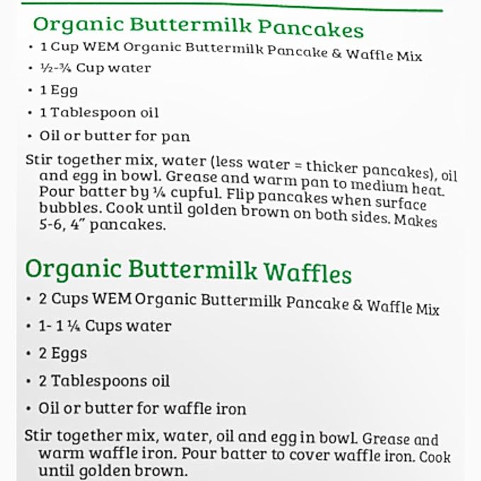 War Eagle Mill Organic Buttermilk Pancake &amp Waffle Mix 24 oz Bag (2 Pack)