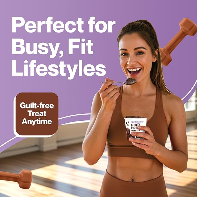 Bootylicious | 25g Protein Muffin | Double Chocolate | Low Carb 16g-18g Fiber Low Glycimic Index Low Sugar 2.75oz Cup 12-Pack