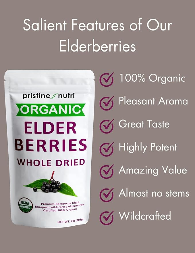 100% Organic Elderberries &amp Rosehips Dried