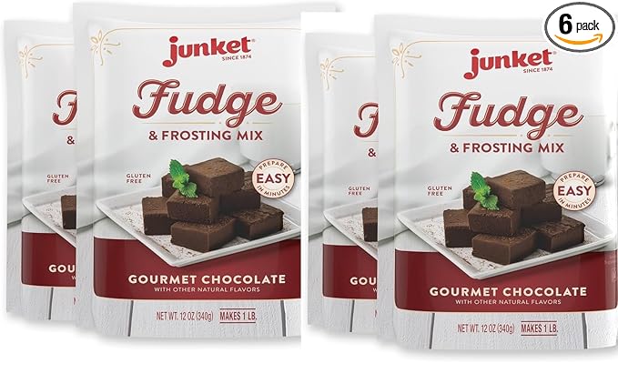 Junket Fudge &amp Frosting Mix Gourmet Chocolate Natural Flavors Kosher Gluten Free 12 Ounce (Pack of 6)