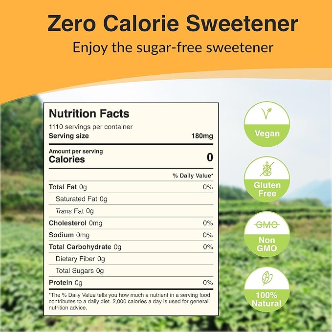 NAMANNA Pure Monk Fruit Sweetener - Zero Calorie Zero Carb Paleo and keto Safe - (7% Mogroside V 200g 1110 Servings) - 5 Pack