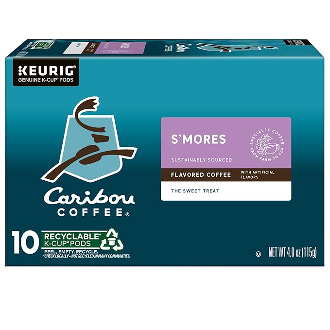 Caribou S’mores Cabin Coffee Single Serve Keurig K-Cup Pods Medium Roast Coffee 60 Count (6 Packs of 10)