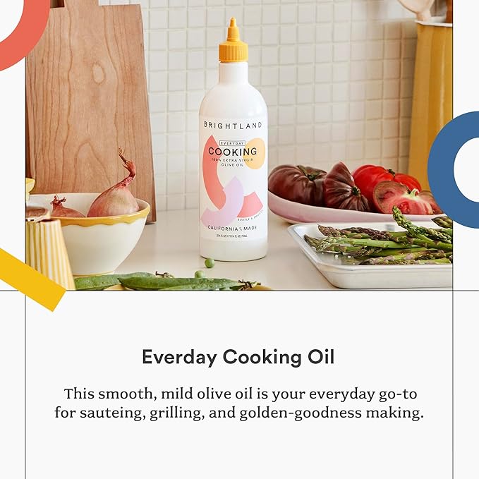 Brightland 100% Extra Virgin Oilive Oil Set Everyday Cooking Set - Salad Oil &amp Cooking Oil for Tossing Mixing Dressing High-Heat Sauteing Roasting Grilling &amp Baking - 25.4 FL Oz Squeeze