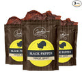 Jerky.com's Black Pepper Turkey Jerky - 3 PACK - Made From Whole Muscle Turkey Breast - Low in Sugar No Added Preservatives No Added Nitrates and No Added MSG - 7.5 total oz.