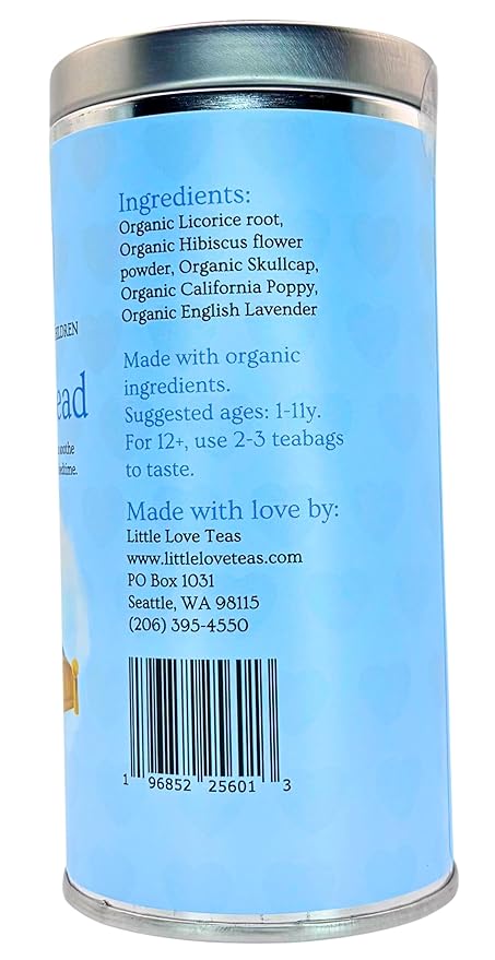 Sleepyhead Tea by Little Love Teas - Organic Caffeine-Free Herbal Tea for Kids &amp Families - Bedtime Wind-Down Ritual - Licorice root &amp Hibiscus - 15 Pyramid Teabags - Child-Friendly