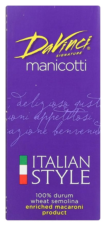 DaVinci Signature Cannelloni-Manicotti Pasta 8 Ounce Resealable Bags (Pack of 12)