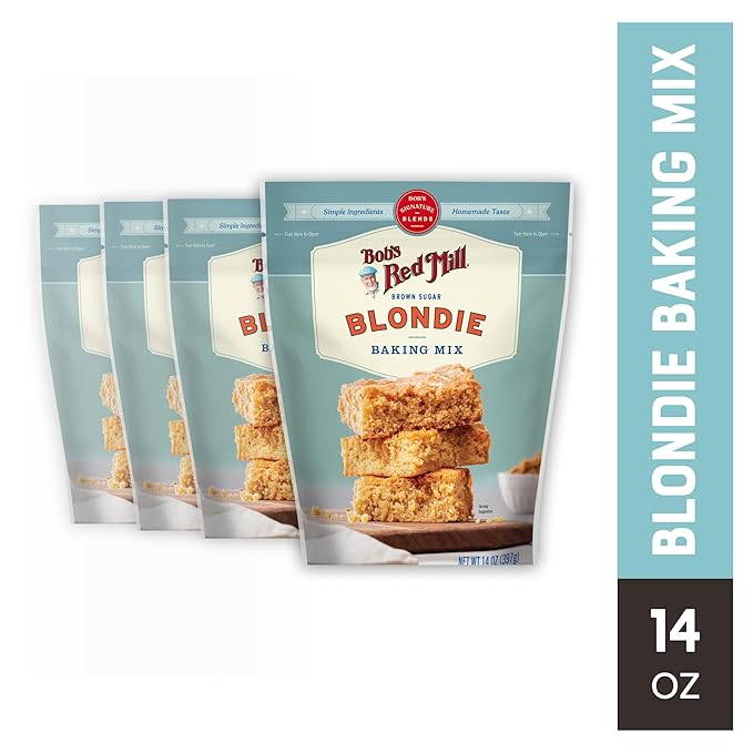 Bob's Red Mill Brown Sugar Blondie Baking Mix 14 Ounce (Pack of 4) - Simple Clean Ingredients Homemade Taste Non-GMO