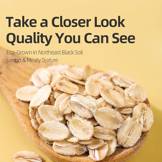 Old Fashioned Rolled Oats | 21.2 oz / 600g | in Resealable Stay-Fresh Jar PoetrySeptember 100% Whole Grain Raw Oats Jumbo Thick Flakes - Grown in Fertile Black Soil - Perfect for Overnight Oats &amp