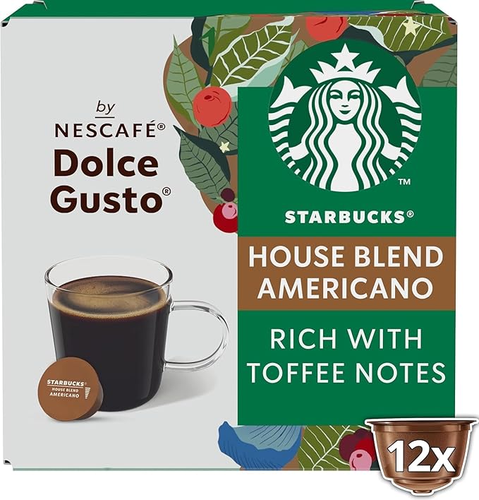 Starbucks Americano House Blend Medium Roast Coffee Pods by NESCAFÉ Dolce Gusto (Pack of 6 Total 72 Pods)