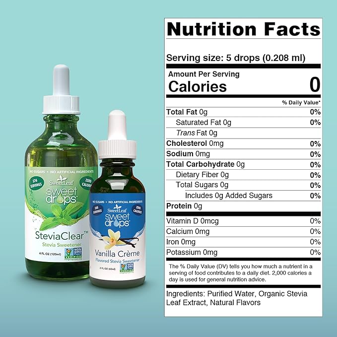 SweetLeaf Sweet Drops- Flavored Stevia Liquid Sweetener Organic Stevia Extract Zero Calorie Gluten Free Keto Friendly Non GMO Natural Flavor Sugar Alternative- Variety Pack 4 Fl Oz (Pack of 2)
