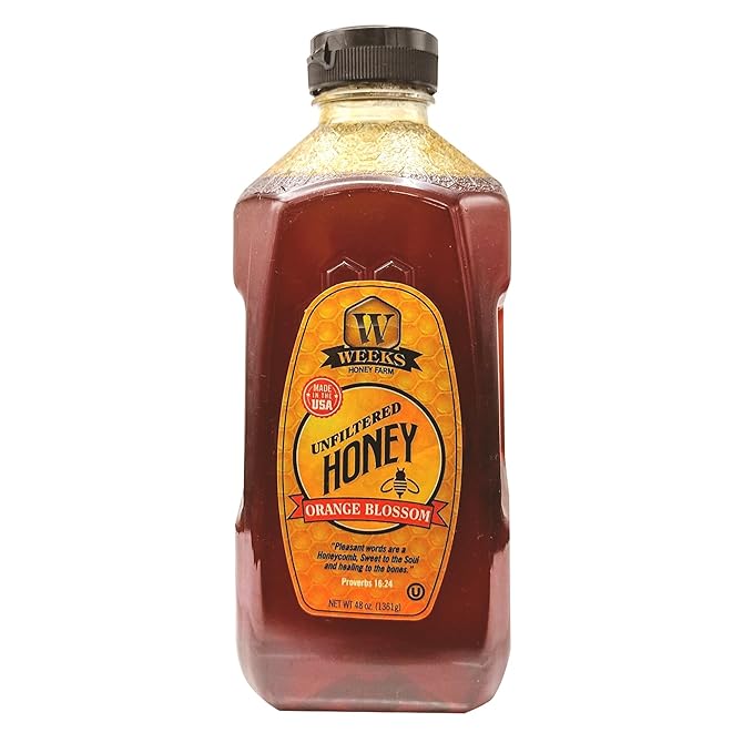 Weeks Honey Farm 6 Pack of 48 Ounce (3 lb.) Orange Blossom Honey - Pure Raw Unfiltered Unheated Honey Full of Vitamins Minerals Amino Acids Phytonutrients | Superfood