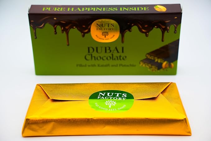 Nuts Factory – Dubai Milk Chocolate Bars – Pistachio &amp Kataifi – Pack of 2