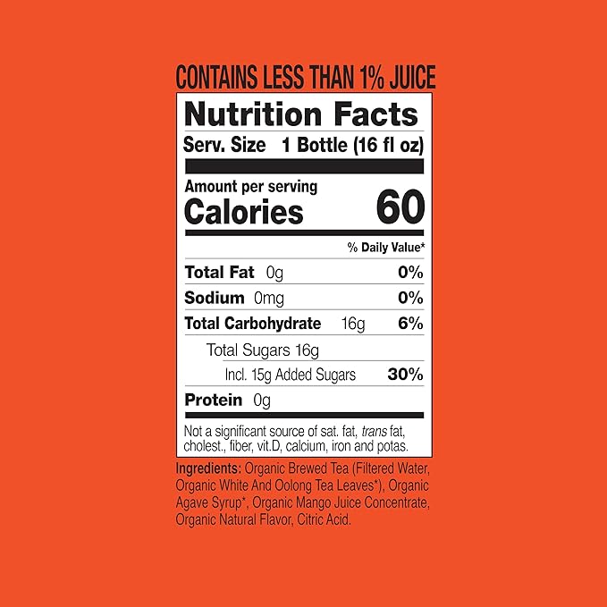 Just Ice Tea Organic Iced Tea 16 Fl Oz Glass Bottles (Mango White Tea Pack of 12)