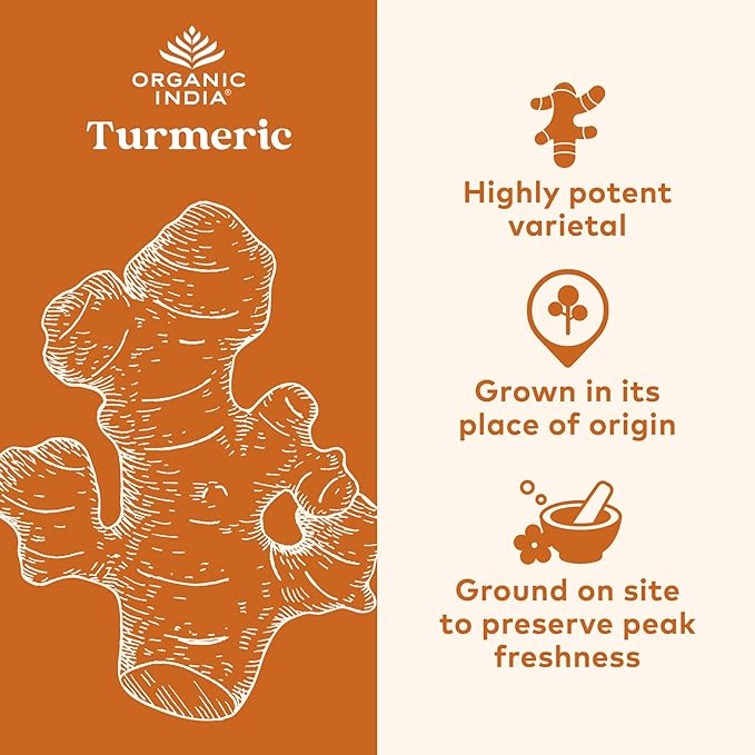 Organic India Spiced Turmeric Latte Powder - Golden Milk Mix Authentic Blend Gold Tea Drink With Ginger and Cinnamon Vegan Ayurvedic Herbs Caffeine Free Zero Added Sugar - 3.52 Oz