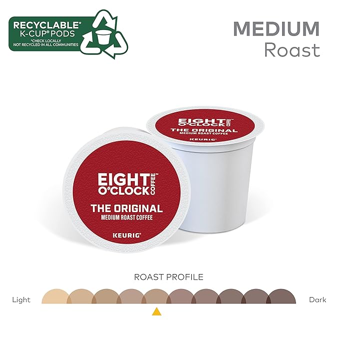 Eight O Clock The Original Single-Serve Keurig K-Cup Pods Medium Roast Coffee 144 Count (6 Boxes of 24 Pods)