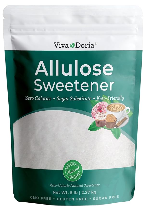 Viva Doria Allulose Sweetener 5 lb (2.27 kg) | Zero Calorie Sugar Substitute | Great for Coffee Tea Cooking and Baking | Keto Friendly | Non-Erythritol GMO Free Gluten Free &amp Vegan Sweetener