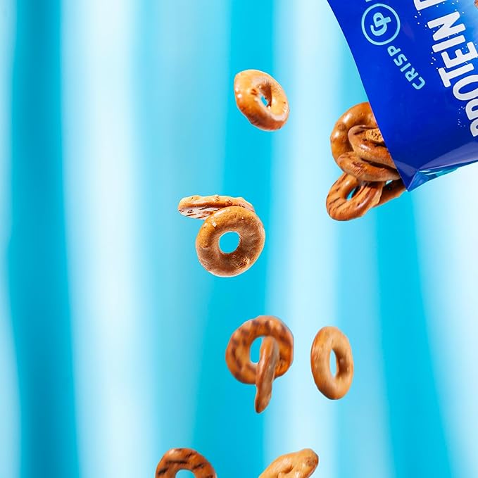 CRISP POWER Protein Pretzels Sea Salt 28G Protein High Protein Snack High Fiber Low Carb Crunchy Pretzel Snacks No Added Sugar 1.75 oz Bags 6 Pack Vegan Keto