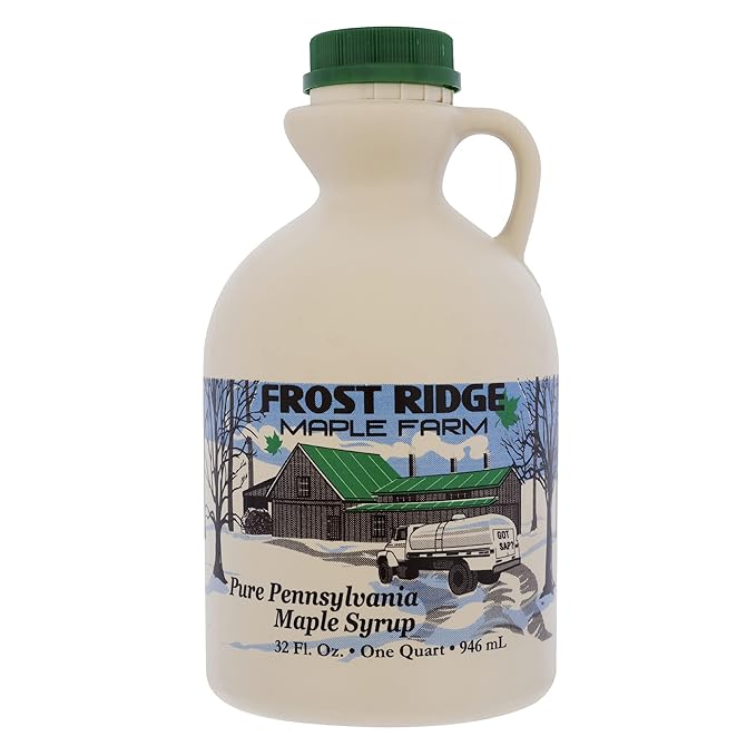 Frost Ridge Maple Farm Organic Maple Syrup Grade A Quart (32 FL OZ) Medium Amber Rich