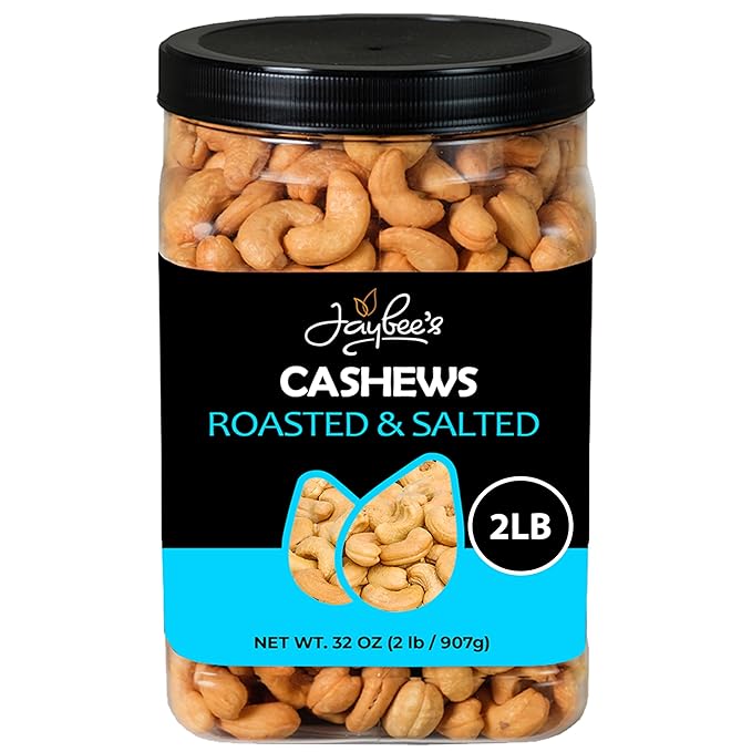 Jaybee’s Roasted Salted Whole Cashews – 32 oz (2 lbs) Resealable Bag – Kosher Protein Snack Vegan &amp Keto Friendly – Great for Baking Cooking &amp Salads