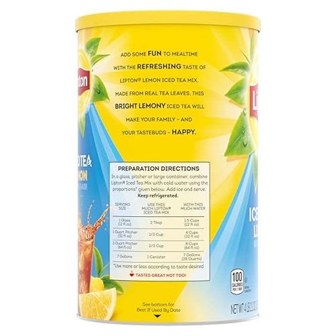 Lipton Lemon Sweetened Iced Tea Mix Makes 28 Quarts (Pack of 2)