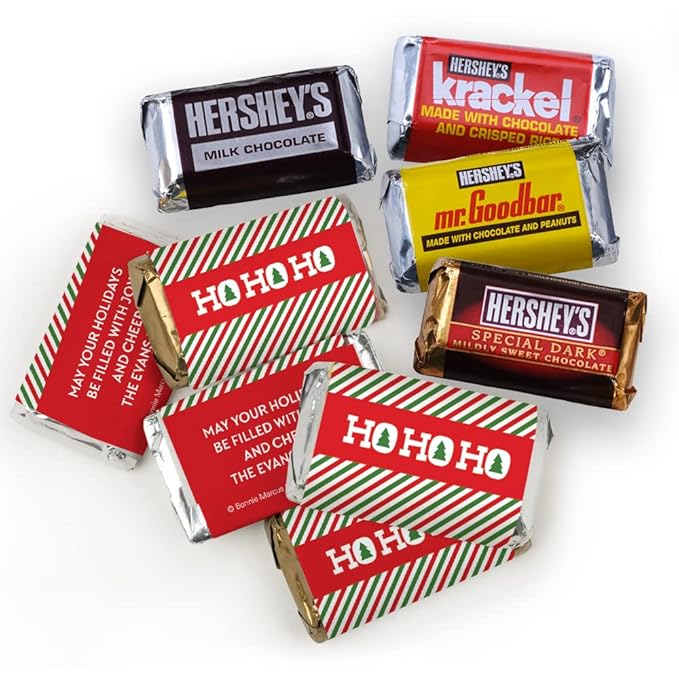 200pcs Personalized Christmas Candy Hershey Chocolate Party Favors - Ho Ho Ho