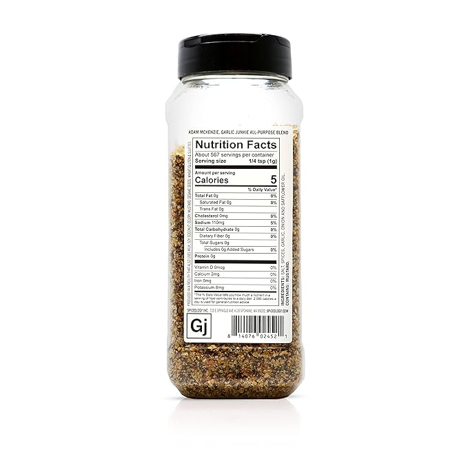 Spiceology &amp Adam McKenzie - Garlic Junkie - All-Purpose Seasoning BBQ Rubs and Spice Blends - Use On: Beef Brisket Corned Beef Steak Pork Chicken Poultry Seafood or Vegetables - 20 oz