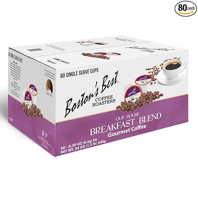 Boston’s Best - Smooth Light-Roast Breakfast Blend Delicious Gourmet Coffee Compatible with Keurig Coffee Maker 1 Count (80 Single Serve Cups)