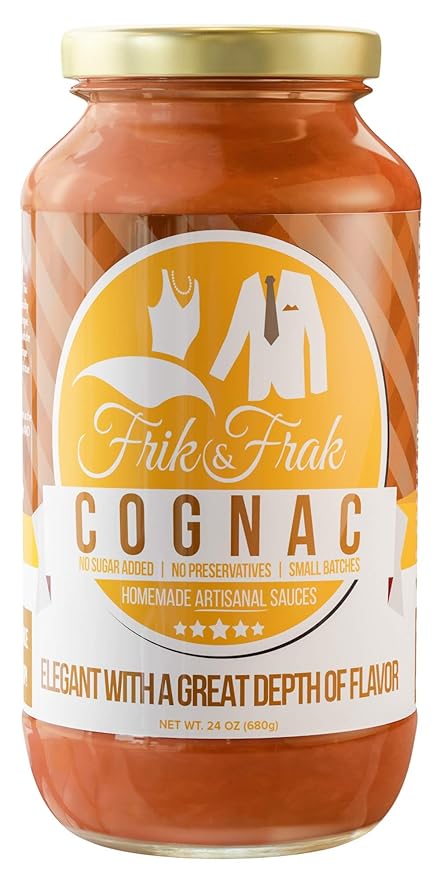 Cognac Pasta Sauce by Frik &amp Frak No Sugar Added No Preservatives Gluten Free 36 Month Shelf Life Artisan Small Batch Crafted Pasta Sauces 24 Oz Jar
