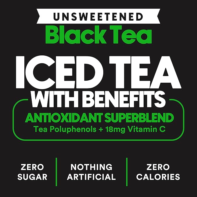 Ryl Iced Tea Unsweetened Black Tea Antioxidant Superblend Zero Sugar Zero Carb Zero Calorie Iced Tea 16.0 Fl Oz (12-Pack)