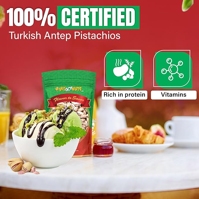 Turkish Antep Pistachios - 2.5 lbs (40oz) Premium Quality Kosher Roasted Pistachios By We Got Nuts - Natural &amp Healthy Rich Flavor Snack - Whole &amp Salted – Air-Tight Resealable Bag Package…