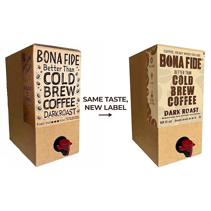 Better Than Cold Brew Coffee - Dark Roast 3L (101 Fl Oz) Bag in Box with Tap | Bold &amp Smoky Flavor | Eco-Friendly Packaging