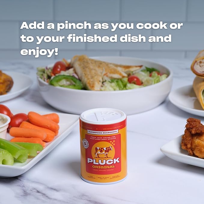 Pluck Original Organ Meat Blend Seasoning | From Grass-Fed &amp Grass-Finished Pastured Beef Organs with Redmond Real Sea Salt | As Seen on ABC’s Shark Tank | 176 Servings
