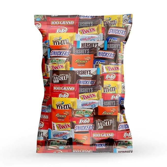 Bulk Variety Pack of Fun Size Chocolate Candy - Individually Wrapped Chocolate Mix for Parties Gift Bags and Everyday Treats (4 LB)