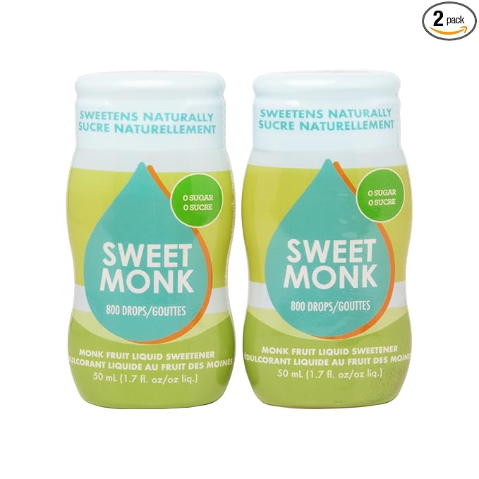 SweetMonk - 100% Pure Original Monk Fruit Sweetener Liquid Sugar Substitute - 1.7oz | No Water Added MonkFruit Extract | 0 Calorie Keto Friendly MonkFruit Drops | Vegan Gluten Free | No Stevia (2-Pack