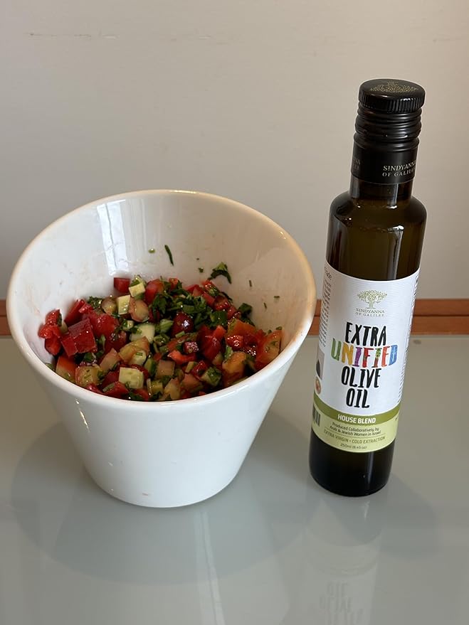 SINDYANNA OF GALILEE Awarded Extra Virgin Olive Olive Oil Cold Pressed Made in Israel Kosher Vegan Keto &amp Cold Presse 250ml (Blend)
