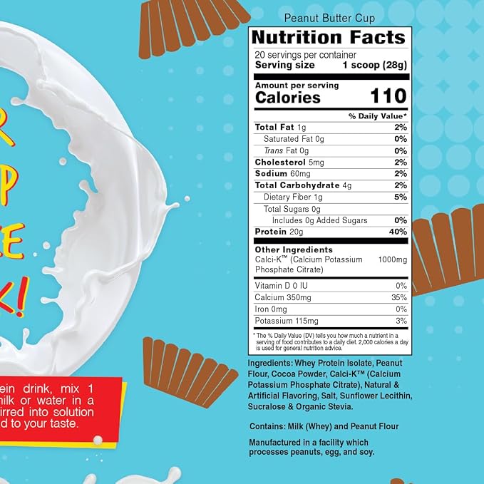 Bariatric Eating Inspire Peanut Butter Cup 20g Whey Protein Isolate Powder with Calcium (20 Servings)