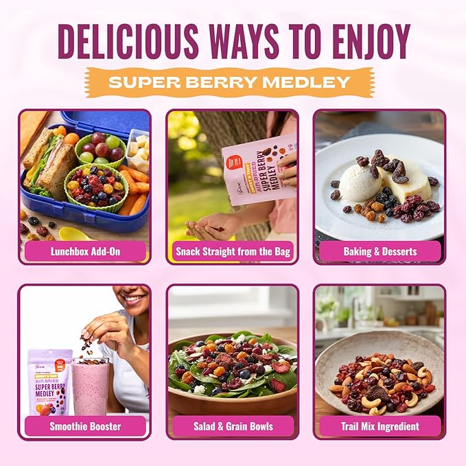 Whitney Jordan Naturals Air-Dried Super Berry Medley 16 oz Pack of 2 - Dried Fruit Snack Made from Real Berries - Non-GMO Gluten-Free Vegan Chewy Real Fruit for Clean Snacking