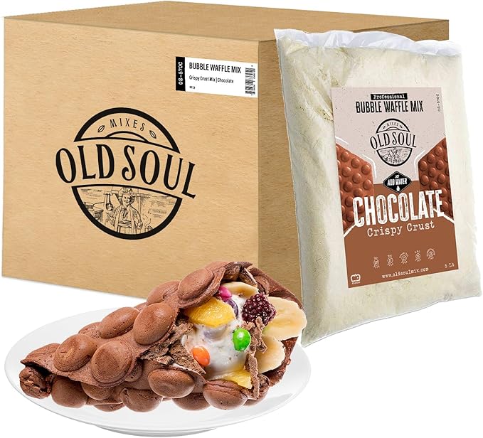 OldSoul Waffle Dough Mix | Bubble Waffle Batter Mix | 30 Lbs | Soy &amp Nut free | Egg Waffle Mix | 168 Waffles (Chocolate)