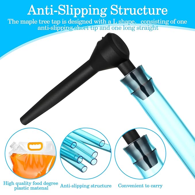 SiliFine 10 Sets Maple Syrup Tapping Kit Include 10 Taps 10 Pcs 3 ft Tubing 10 Pcs 5L Bags for Experts or Beginners Maple Birch Syrup Collection Supplies