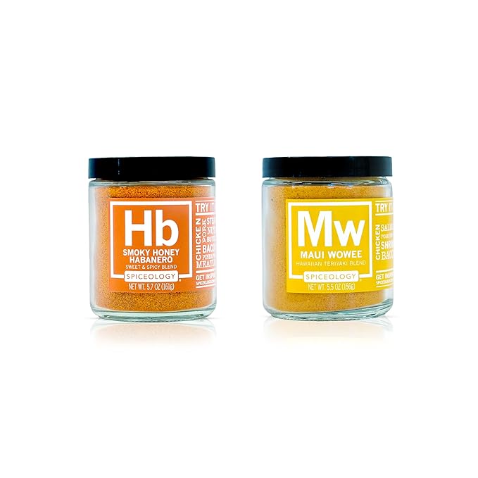 Spiceology – Sweet Heat Bundle – Smoky Honey Habanero &amp Maui Wowee – BBQ Rub &amp Seasoning Set for Chicken Pork Beef Steak Seafood &amp Veggies – Sweet &amp Spicy Grill Essentials