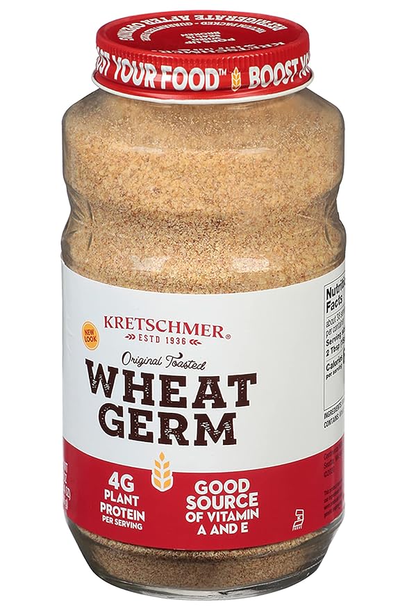 Kretschmer Original Toasted Wheat Germ Boost Your Food with 20 Ounce Glass Jar (Pack of 4)