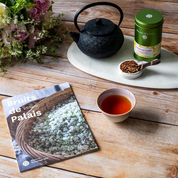 Palais des Thés - Tahitian Rooibos - Caffeine-Free Rooibos Tea with Vanilla &amp Almond - Premium Loose Leaf Serves 20-25 Cups - 3.5oz Tin