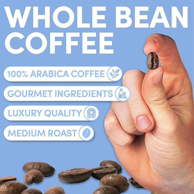 2 lb French Vanilla Whole Bean Coffee | Vanilla Flavored Coffee Beans | Bulk Medium Roast Smooth Sweet | Specialty Grade | 32 oz