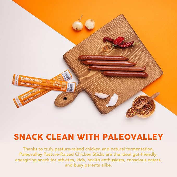Paleovalley Pasture-Raised Chicken Sticks – 10 Pack – 7g Protein per Stick – Keto-Friendly Paleo Gluten-Free Nitrate-Free – On-the-Go Snack (10 Pack Buffalo)