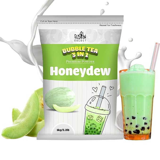 Fusion Select 2.2lb Tea Powder Honeydew Flavored-3-in-1 Drink Powder with Cream &amp Sugar - Instant Pre-Mixed Beverage for Hot or Cold Blends or Yummy Frappes (Honeydew)